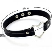 Siyah Deri Tasma Kalp 35 cm Choker Bayan Kolye Takı - 3
