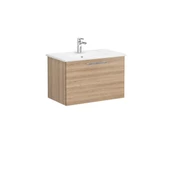 66422 Vitra Root Flat Tek Çekmeceli Lavabo Dolabı, 80 cm, Doğal Meşe (Köşeli Lavabo Dahil) thumbnail 1