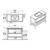 65783 Vitra Valarte Neo Tek Çekmeceli Tezgah Üstü Lavabo Dolabı, 120 cm, Çelik Mavisi (Mermer Tezgah ve Lavabo dahil) thumbnail 2