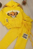 Kapşonlu Sarı Lion King Desen Çucuk Eşofman Takımı - 1