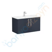 68168 Vitra Root Flat Kapaklı Lavabo Dolabı, 100 cm, Mat Lacivert (Köşeli Lavabo Dahil) - 1