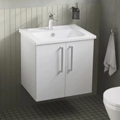 66354 Vitra Root Flat Kapaklı Lavabo Dolabı, 60 cm, Parlak Beyaz (Köşeli Lavabo Dahil) thumbnail 2