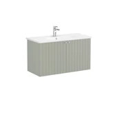 69316 Vitra Root Groove Kapaklı Lavabo Dolabı, 100 cm, Mat Retro Yeşil (Yuvarlak Lavabo Dahil) - 1