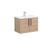 66386 Vitra Root Flat Kapaklı Lavabo Dolabı, 80 cm, Doğal Meşe (Köşeli Lavabo Dahil) - 1