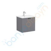 69270 Vitra Root Groove Kapaklı Lavabo Dolabı, 60 cm, Mat Gri (Yuvarlak Lavabo Dahil) - 1