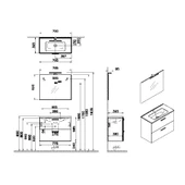 75101 Vitra Mia Demonte Set, 80 cm, Çekmeceli, (Lavabo Dolabı, Aydınlatmalı Ayna), Cordoba thumbnail 2