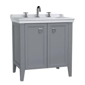 62154 Vitra Valarte Kapaklı Etajerli Lavabo Dolabı, 80 cm, Mat Gri (Lavabo Dahil-Krom Kulplu) - 1
