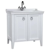 62153 Vitra Valarte Kapaklı Etajerli Lavabo Dolabı, 80 cm, Mat Beyaz (Lavabo Dahil-Krom Kulplu) thumbnail 1