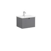 69354 Vitra Root Groove Tek Çekmeceli Lavabo Dolabı, 60 cm, Mat Gri (Yuvarlak Lavabo Dahil) - 1