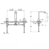A4278474 VitrA Suit 3 Delikli Lavabo Bataryası, Soft Altın - 2