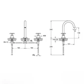 Vitra Origin Classic Ankastre Lavabo Bataryası (3 Delikli Lavabolar İçin), Fırçalı Altın A4289125 - 2