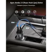 UGREEN 40W PD HIZLI ARAÇ IÇI SARJ CIHAZI ÇAKMAKLIK ADAPTÖRÜ 2XUSB-C UZAY GRISI 70594 - 3