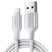 UGREEN LIGHTNING TO USB-A ÖRGÜLÜ MFI SERTIFIKALI IPHONE HIZLI SARJ KABLOSU 2 METRE GÜMÜS 60163 - 1