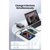 UGREEN NEXODE 100W GAN MASAÜSÜ HIZLI SARJ CIHAZI TYPE-C QC PD 4 PORTLU 3XUSB-C 1XUSB-A GRI 90928 - 2
