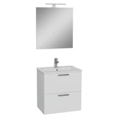 75021 Vitra Mia Demonte Set, 60 cm, Çekmeceli, (Lavabo Dolabı, Aydınlatmalı Ayna), Parlak Beyaz - 1