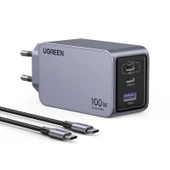 UGREEN NEXODE PRO 100W GAN HIZLI SARJ CIHAZI TYPE-C QC PD 2XUSB-C, 1XUSB-A UZAY GRISI 25874 - 2