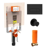 Vitra Gömme rezervuar, mat siyah panel ve stop valf (768 - 1