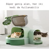 Monozone Star Tüneli Çekmeceli Kedi Tuvaleti Kürek Hediyeli Kedi Kum Kabı Yeşil - 7