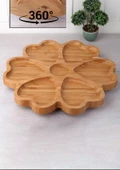 Bambu Döner Stantlı Çok Amaçlı Sunum Tabağı - Şekerlik, Kahvaltılık - 30 CM - Kalp Şekilli - 4