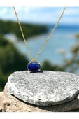 Gökçeada Doğaltaş Oval Lapis Taşı Kolye Kararmaz Zincirsiz - 3
