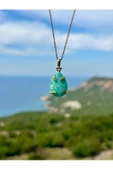 Gökçeada Doğaltaş Medusa Amazonit Taşı Kolye Kararmaz Zincirsiz - 1