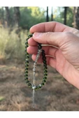 Gökçeada 8 mm Moldavit Taşı Gümüş Malzemeli Tesbih - 1
