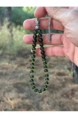 Gökçeada 8 mm Moldavit Taşı Gümüş Malzemeli Tesbih - 2