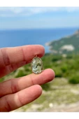 Gökçeada Doğaltaş Işlemeli Prenhite Taşı Kolye Kararmaz Zincirsiz - 3