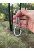 Gökçeada 8 mm Mavi Topaz Doğaltaş Gümüşlü Tesbih - 4
