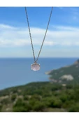 Gökçeada Doğaltaş Oval Pembe Kuvars Taşı Kolye Kararmaz Zincirsiz - 1