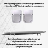 Polham Metal 2 adet 5MM 3M Yapışkanlı Katlanabilir Ultra Mini Laptop Standı,Portatif Taşınabilir - 2