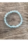 Gökçeada 8 Mm Mavi Topaz Taşı Erkek Kadın Doğal Taş Bileklik Aaa Kalite - 5