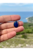 Gökçeada Doğaltaş Işlemeli Lapis Taşı Kolye Kararmaz Zincirsiz - 2