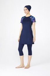Tesmay 0446 Koyu Lacivert Lycralı Yarı Kapalı Havuz Mayo thumbnail 3