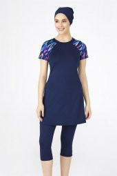 Tesmay 0446 Koyu Lacivert Lycralı Yarı Kapalı Havuz Mayo thumbnail 4