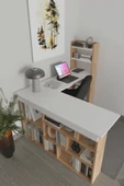 Venedik 13 Raflı Çalışma Masası, Atlantik Çam - Beyaz - 1