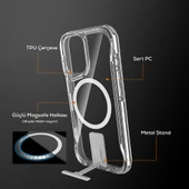 Apple iPhone 16 Kılıf M-safe Şarj Özellikli Zore T-Max Standlı Kapak - 7
