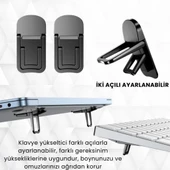 Polham Metal 2 adet 7MM 3M Yapışkanlı Katlanabilir Ultra Mini Laptop Standı,2 Açılı Laptop Yükseltici - 8
