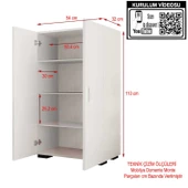 Modilayn GÜNEŞ 110 cm 2 Kapaklı Banyo- Havlu- Mutfak- Erzak- Kavonoz- Kiler Dolabı - 8