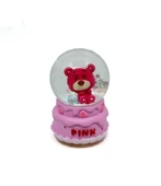 Işıklı Kar Küresi Pembe Ayıcık Hediye Paketi 7 cm - 1