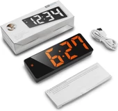 Alfalink Turuncu LED Dijital Masa Saati Termometre Alarm Takvimli - 4