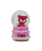 Işıklı Kar Küresi Pembe Ayıcık Cupcake 7 cm - 2