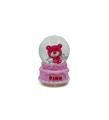 Işıklı Kar Küresi Pembe Ayıcık Hediye Paketi 7 cm - 3