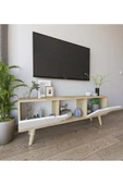 VM VERTEX MOBİLYA Siena Ahşap Ayaklı Tv Ünitesi Safir Meşe-beyaz Televizyon Konsolu 140 Cm Ekonomik Modül Sehpa - 2
