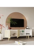 VM VERTEX MOBİLYA Milano Ahşap Ayaklı Modern Tv Ünitesi 160 Cm Safir Meşe - Beyaz - 3