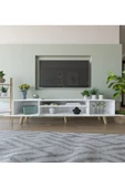 VM VERTEX MOBİLYA Roma Ahşap Ayaklı Tv Ünitesi Tv Sehpası Beyaz - 3