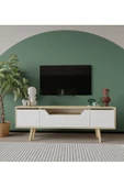 VM VERTEX MOBİLYA Roma Ahşap Ayaklı Tv Ünitesi Tv Sehpası Safir Meşe-Beyaz 150 Cm - 1