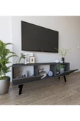 VM VERTEX MOBİLYA Siena Ahşap Ayaklı Tv Ünitesi Antrasit Televizyon Konsolu 140 Cm Ekonomik Modül Sehpa - 2