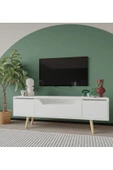 VM VERTEX MOBİLYA Roma Ahşap Ayaklı Tv Ünitesi Tv Sehpası Beyaz 150 Cm - 2