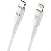 LİNKTECH TYPE-C-İphone 1M İp Örgülü Şarj Data Kablosu 3A 27w Siyah/Beyaz - 1